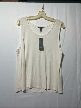 Eileen Fisher Cream Scoop Neck Sleeveless Tank 100%silk New